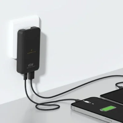Smartix Premium Slim 45W Gan Wall Adaptor - Black